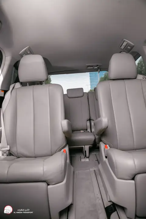 Grey leather seats inside a van