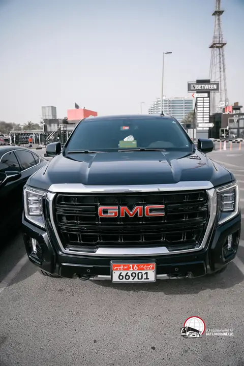 The front of a black GMC Yukon