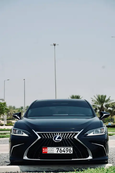 The front of a black Lexus ES